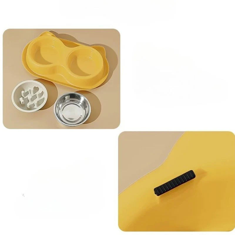 Anti-Ant Elevated Pet Bowl Set | Slow Feed + Water Bowl with Spill-Resistant Base