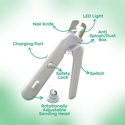 LED Pet Nail Clipper for Dogs & Cats, Safe Claw Grooming Tool